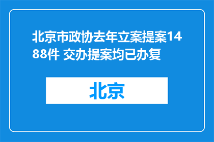 北京市政协去年立案提案1488件 交办提案均已办复